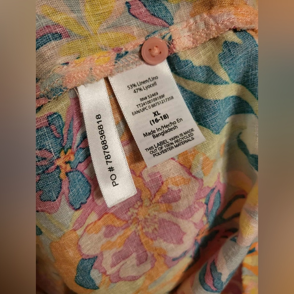 Time and Tru Multicolor Floral Shirt - Picture 4 of 4